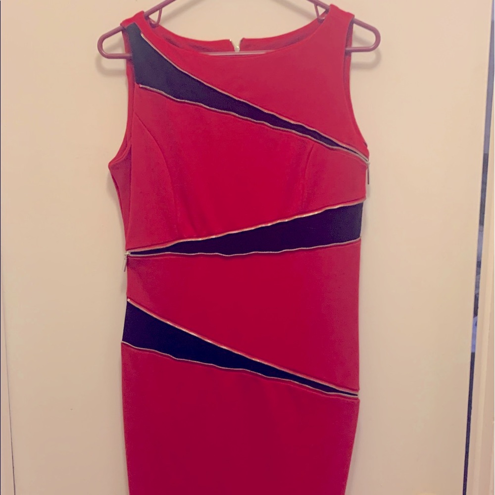 Red & Black Dress with Zippers